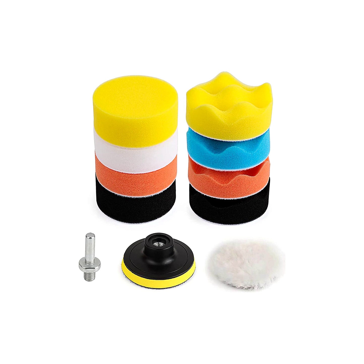 Car Polishing Pad Kit – 11pc Drill Attachment Set with Wool Buffing Pad