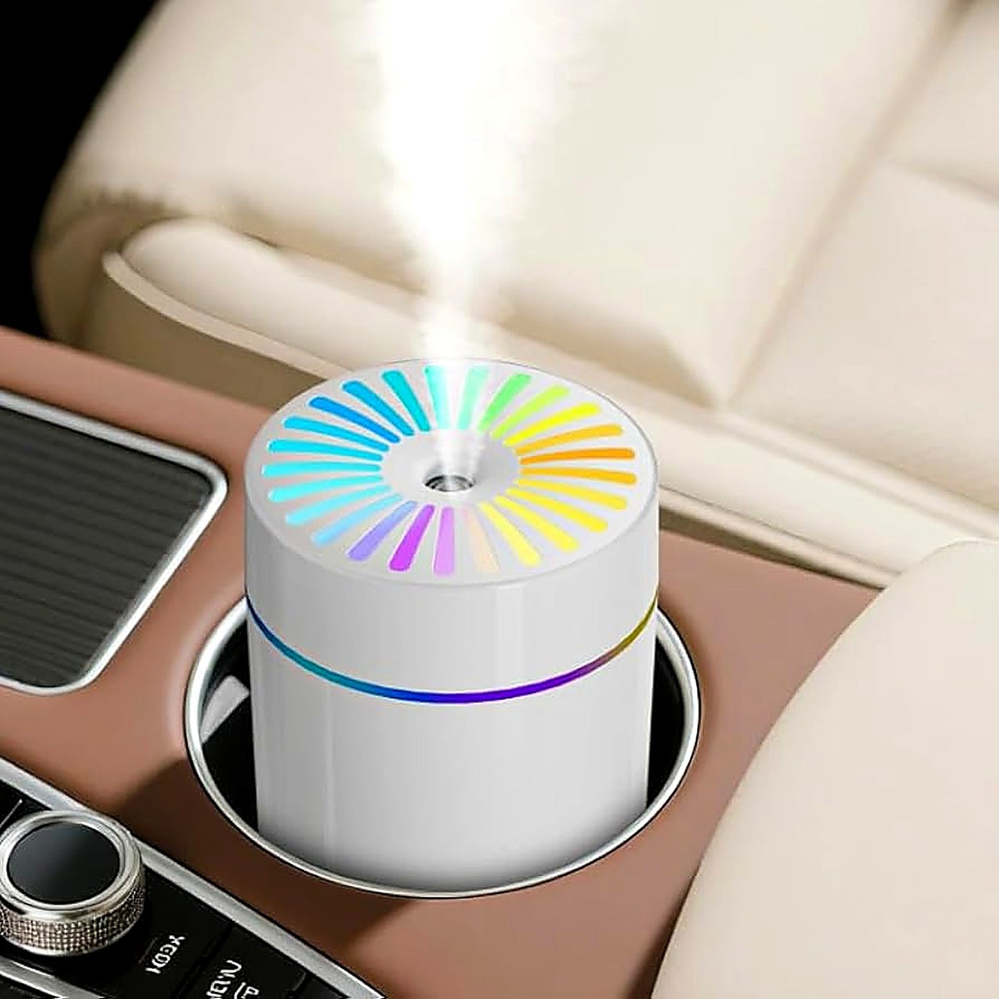 Mini Car Humidifier – USB Cool Mist with Colour-Changing Light (300ml)