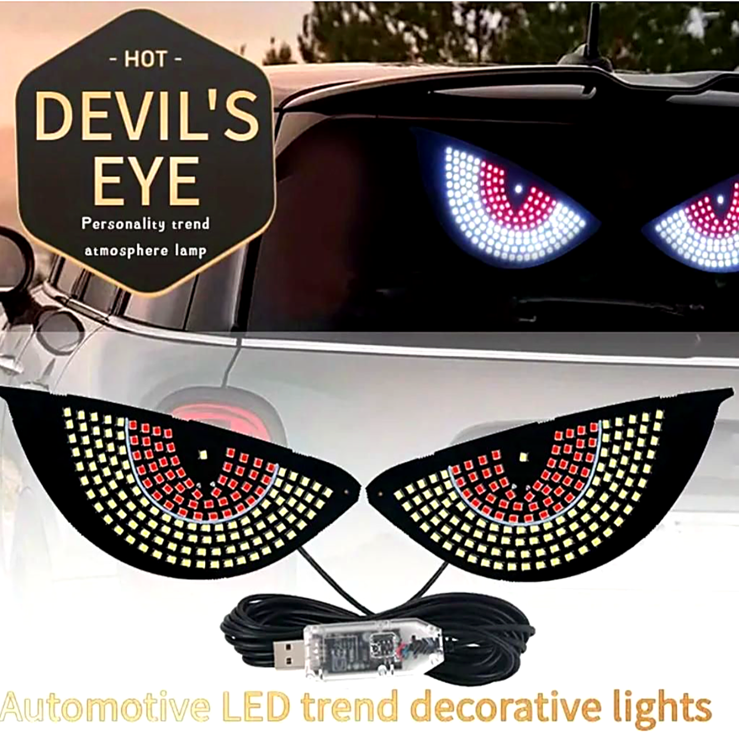 Devil Eyes LED Car Light β Animated Rear Window Eyes