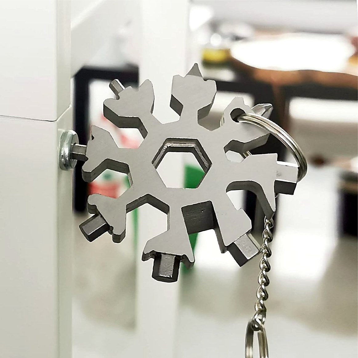 18-in-1 Snowflake Multi Tool – Stainless Steel Keyring Pocket Tool