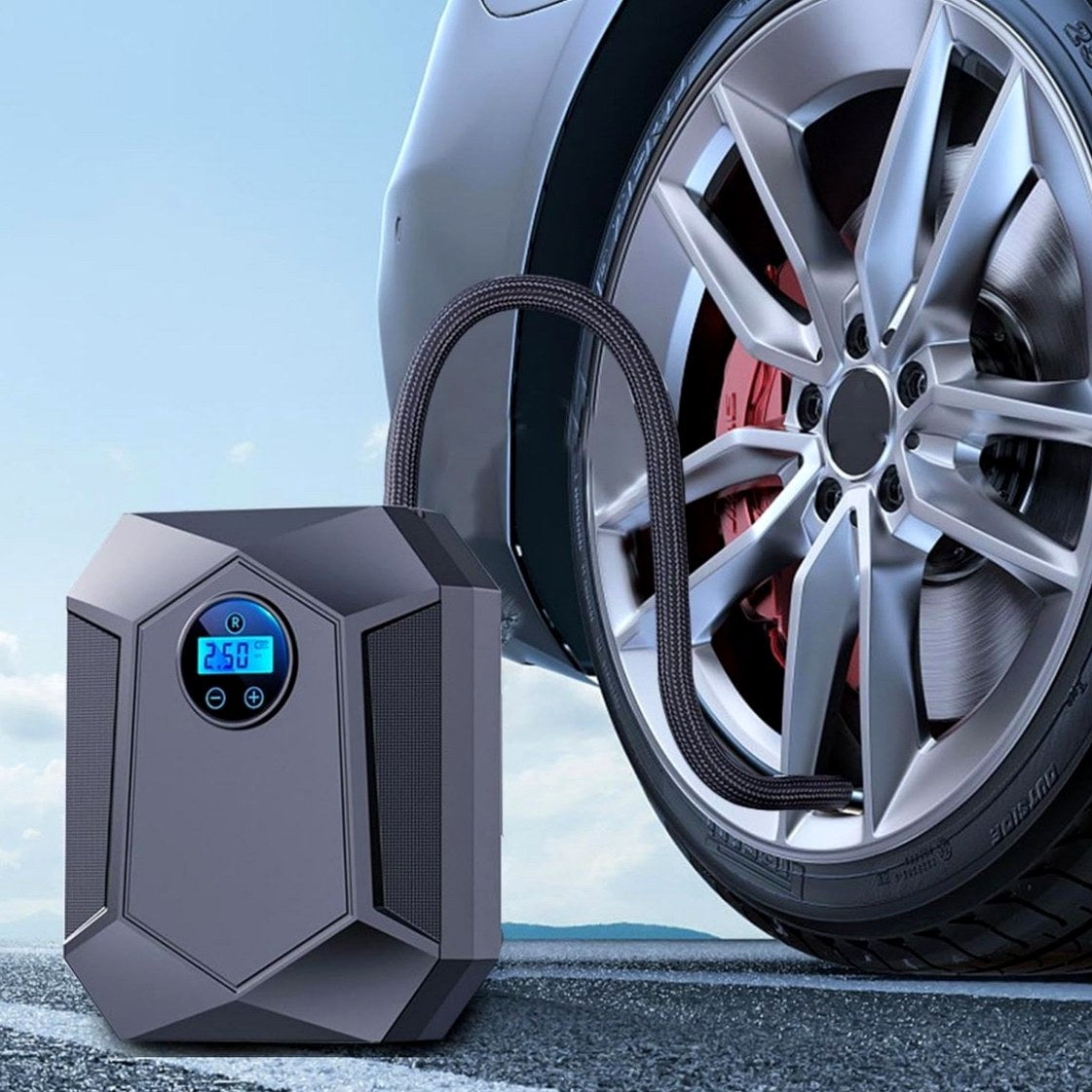 Digital Tyre Inflator – Auto-Stop Air Compressor with LED Light (12V)